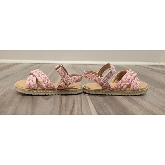 Cat & Jack Sandals pink white flowers size 7 - Picture 6 of 10